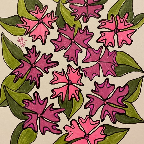 Unframed Original Art Drawing Illustration Floral Fantasy Alberta Artist - Picture 3 of 3